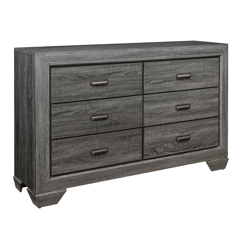 Commode contemporaine en bois, commode de chambre à coucher avec 6 tiroirs