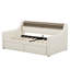 Lit de jour simple avec tiroirs de rangement, lit de jour rembourré avec station de charge et lumières DEL, beige
