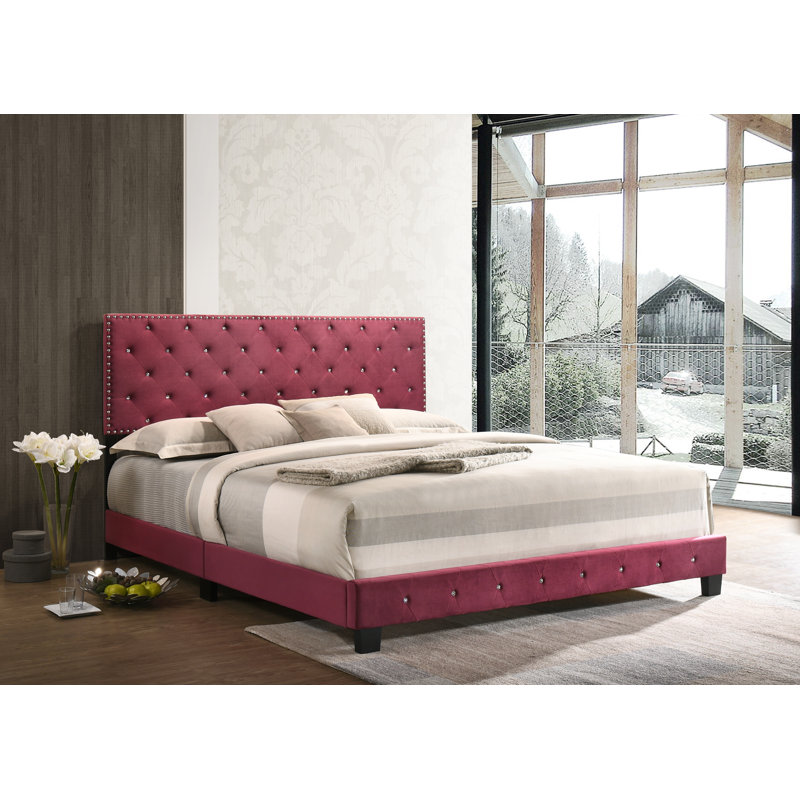 Anjelo Upholstered Standard Bed, King, Cherry