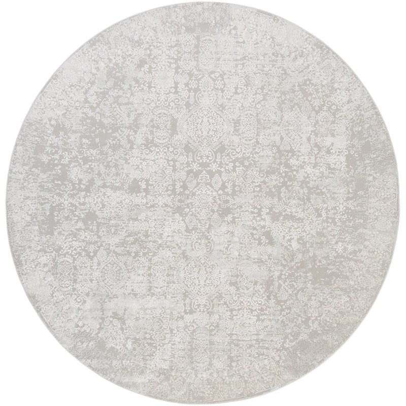 Tapis gris clair Schreffler, Rond 7 pi 10 po