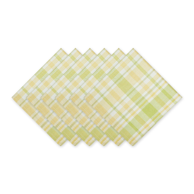 Injum 100% Cotton Checkered Square Napkin, Yellow