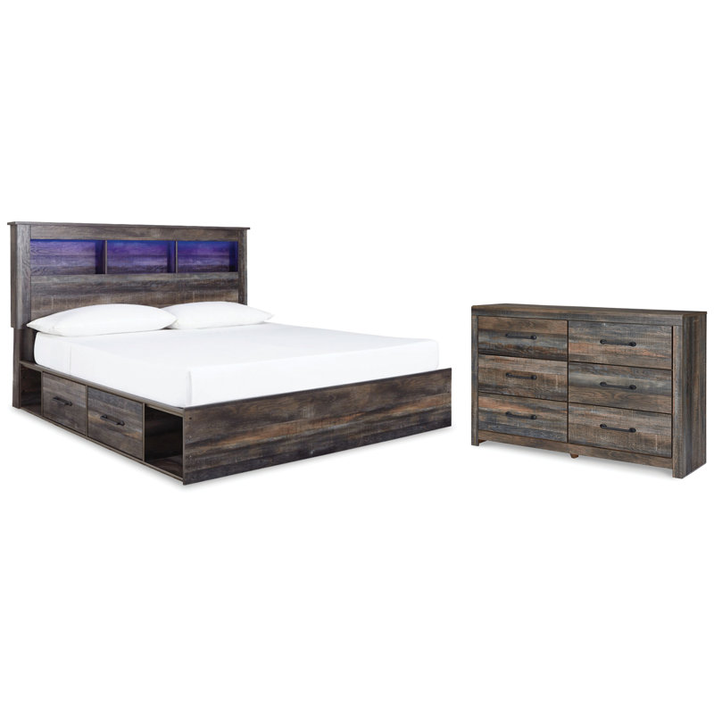 Drystan King Bookcase Storage Bed and Dresser
