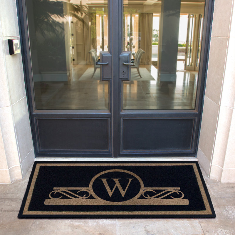 Tapis d'extérieur personnalisé antidérapant Blythdale, Noir, 60 po x 36 po