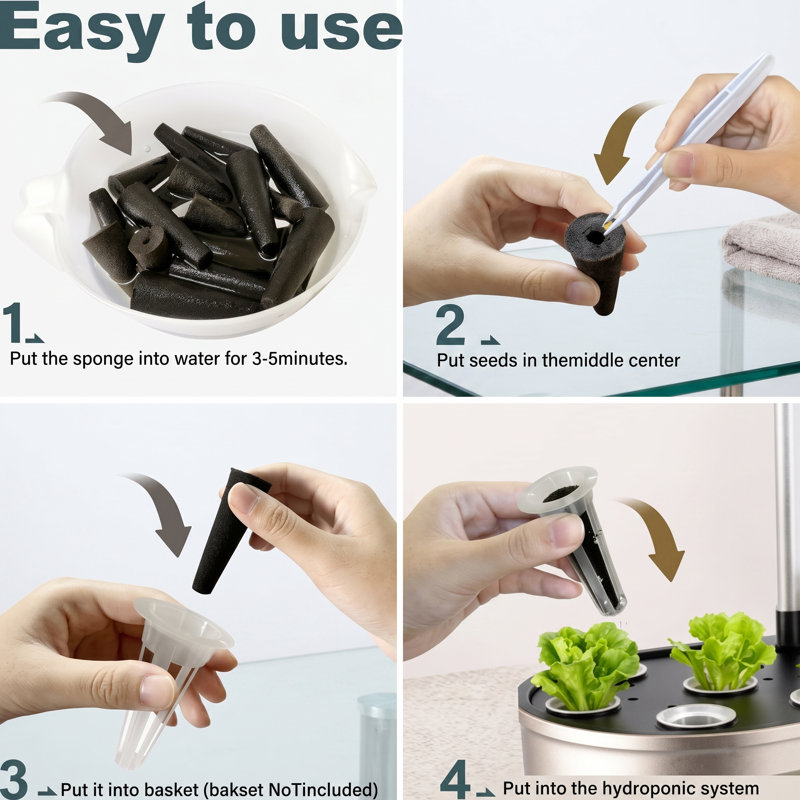 Éponges de culture hydroponique 60 points, inserts en mousse de remplacement pour racines de remplacement adaptés aux unités de culture intérieures Aero Garden, iDoo et Majority Hydroponic