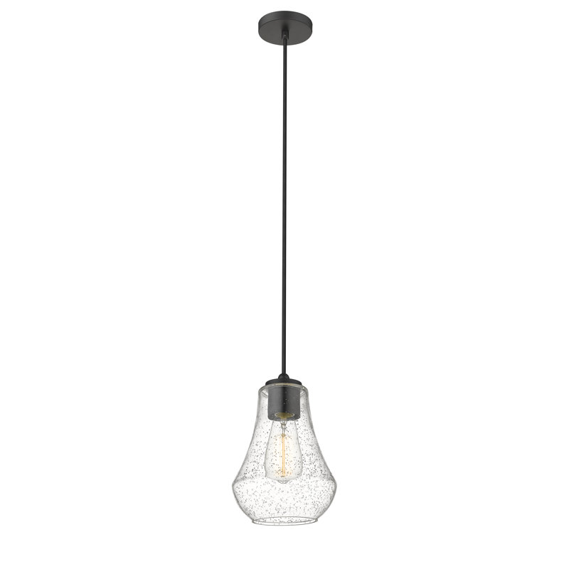 Luminaire suspendu en forme de cloche à 1 lumière Akerra, H 130,5 po x l 7 po x P 7 po, Ampoule non incluse, Noir mat