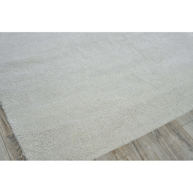 Beige Hand-Knotted Wool Rectangular Area Rug 2' x 3'