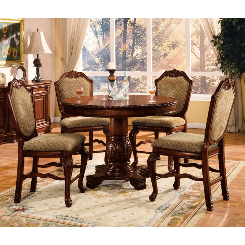 Tabourets de bar traditionnels (lot de 2) - Tissu beige, pieds en bois de cerisier, silhouette classique, assise élégante, 2 tabourets rembourrés, bois, style attrayant