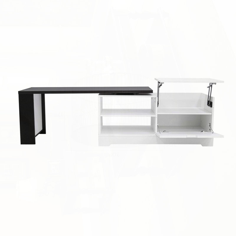 Table basse à plateau relevable avec portes de grange U-Can, Blanc