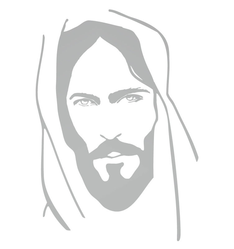 Décalcomanie murale face of jesus, H 36 po x l 25 po x P 0,01 po, Argent