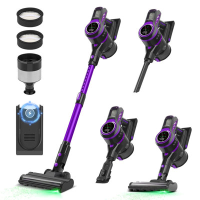 28Kpa Cordless Vacuum Cleaner,Lightweight,HEPA Filter,Side Light,Max 55Mins,for Pet Hair,Hard Floors & Carpets,Full Touch Screen -  YUKOOL, YK-A-HC21Y-PL
