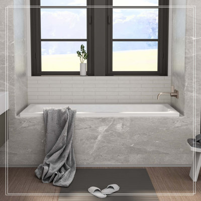 Baignoire de trempage encastrée en acrylique de 66 pouces - blanc brillant, conception intégrée, drain chromé à la main avec option d'installation gauche / droite