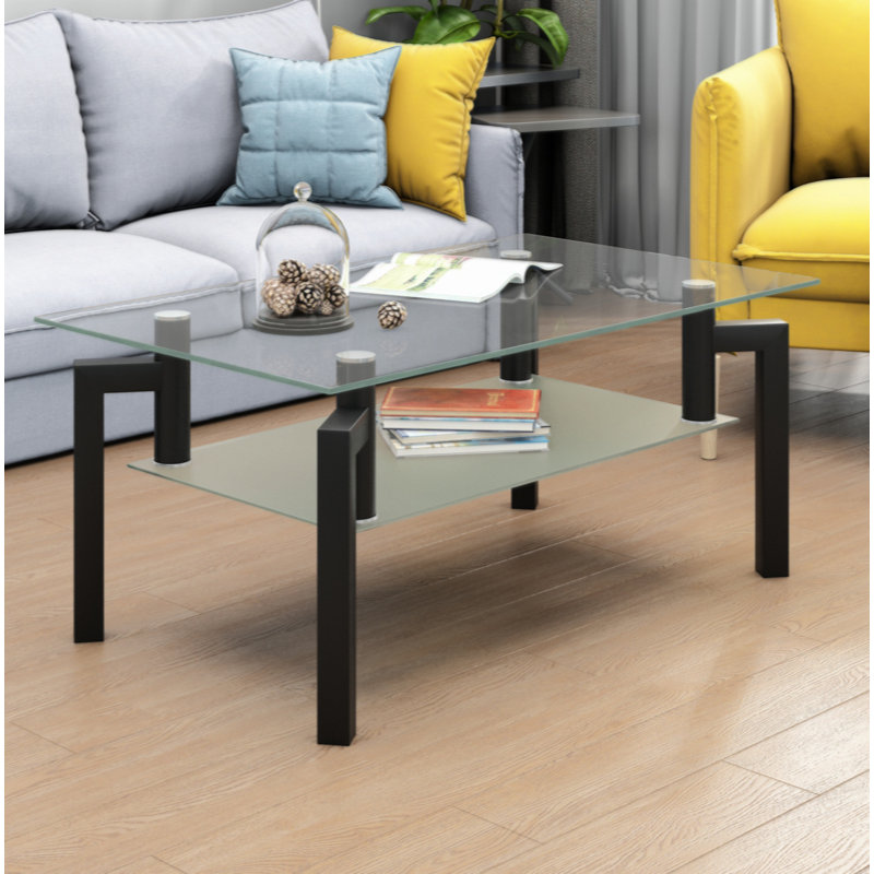 Table basse rectangulaire en verre, table basse transparente, tables d'appoint modernes pour le salon, meubles de salon