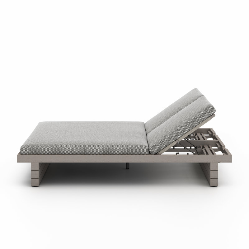 Leroy Outdoor Teak Chaise Lounge, Weathered Gray, Stone Gray