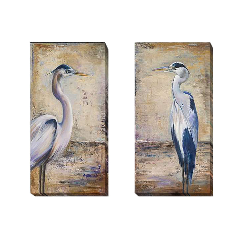 «Blue Heron I and II», ensemble de 2 reproductions d'art sur toiles tendues, H 36 po x l 36 po x P 1,5 po