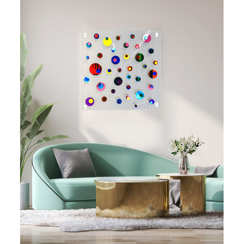 Art mural carré multicolore en miroir avec yeux en miroir - décor moderne unique