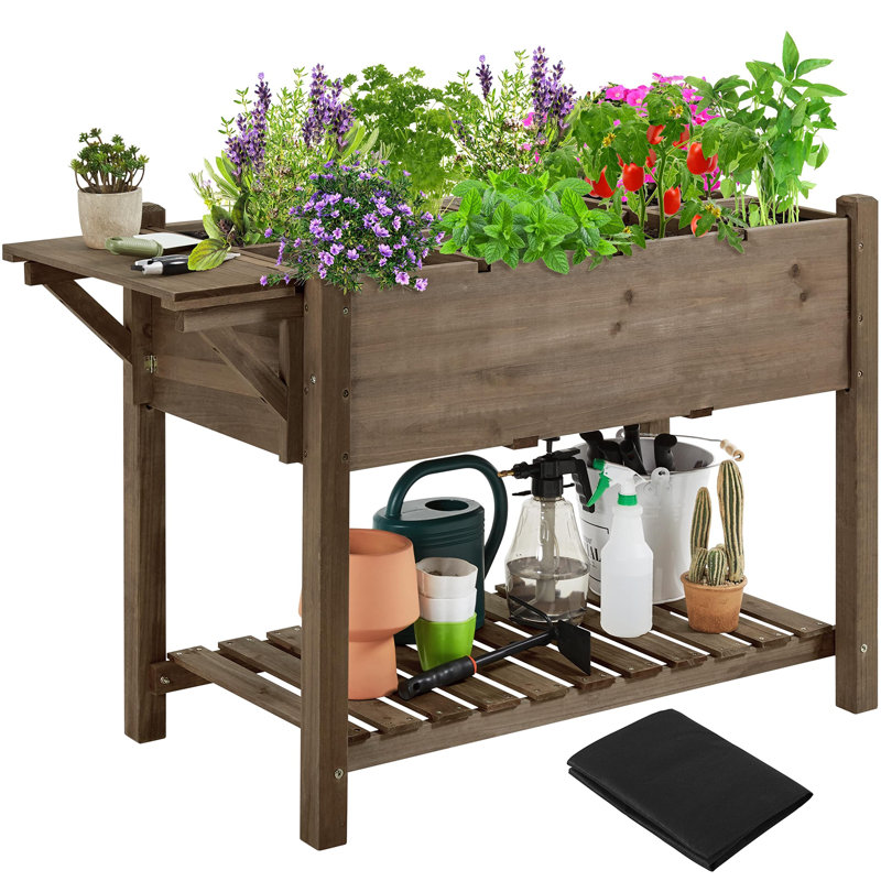 Addisynn Wood Raised Flower Bed with Trellis