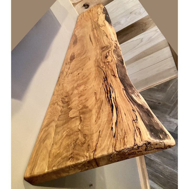 Maple Solid Wood Floating Shelf with Live Edge, 2" H x 12" W x 12" D