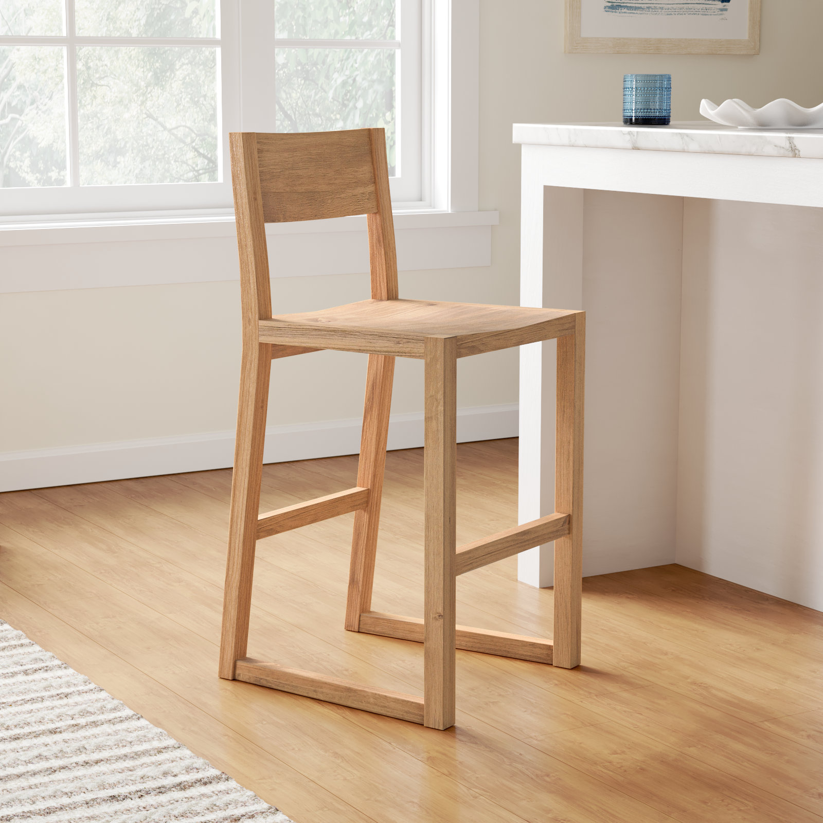 Modica Bar Stool, Counter Stool (24" Seat Height), Natural Brown
