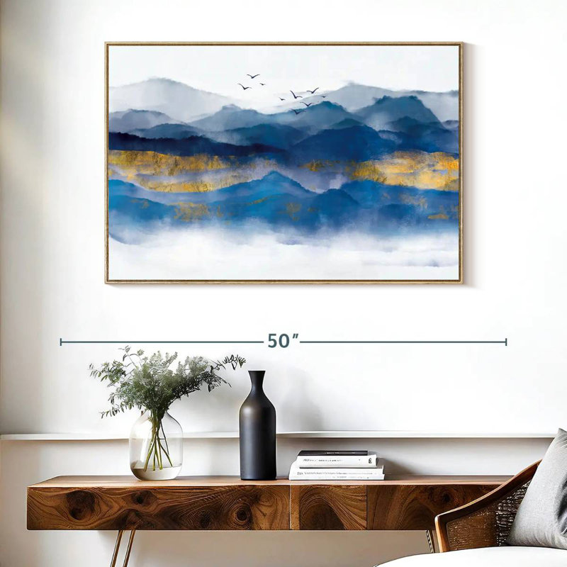Mountain Layers, Floating Frame Natural Wood, 40" X 27"