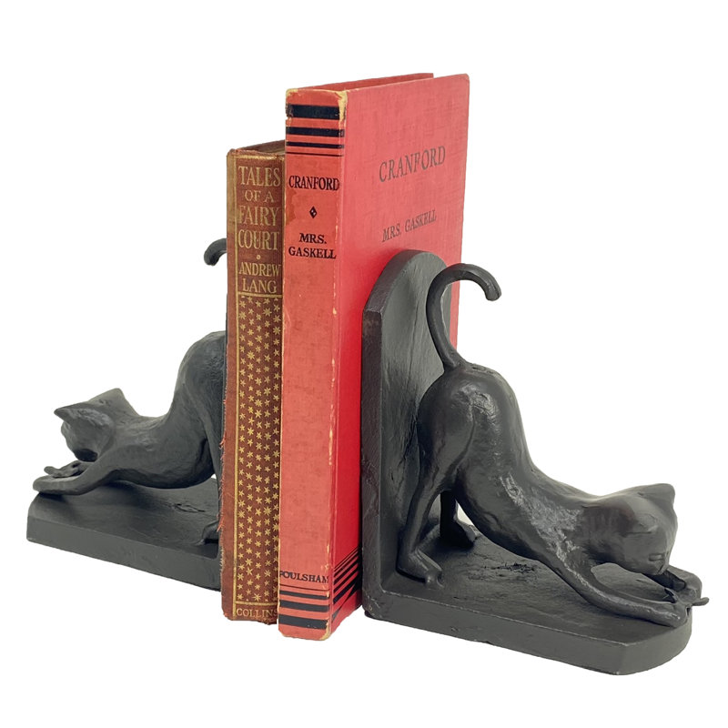 CAT Iron Book Ends 13cm, Mocha