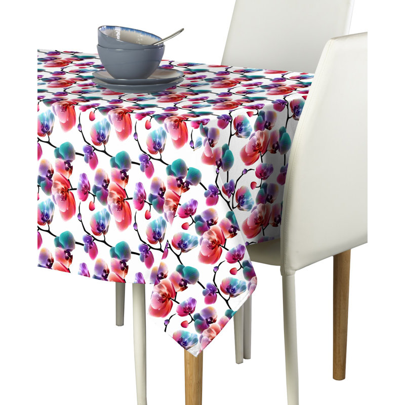 Mccalla Rainbow Blossoms Tablecloth, 120" L x 60" W