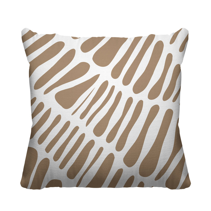 Coussin décoratif intérieur / extérieur Locke Tribal Abstract, L 19 po x H 19 po, Beige