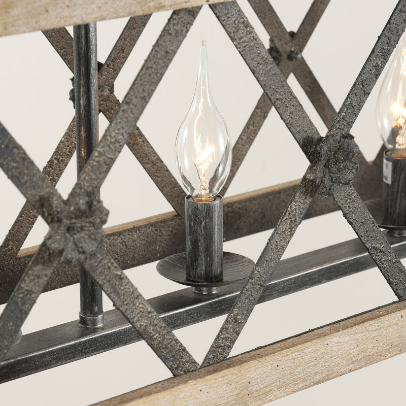 Lustre rectangulaire pour îlot de cuisine à 4 lumières Rakeria