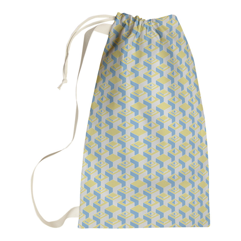 Jordao Laundry Hamper with Handles, 36" H x 28" W x 1.5" D, Teal/Yellow/Gray