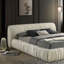 Lit plateforme tapissier contemporain de style plateforme en tissu de couleur ivoire 1pc-214205346-214205344