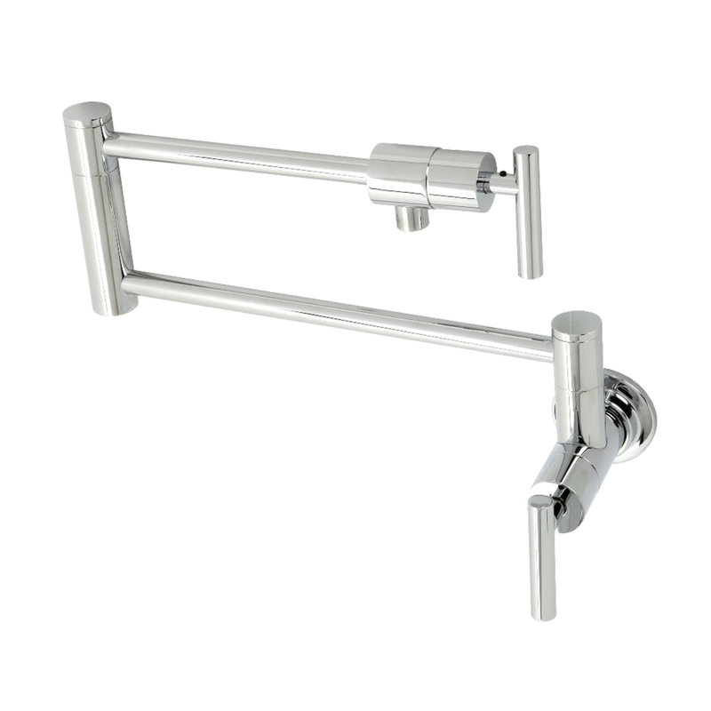 Kingston Brass Manhattan Two-Handle 1-Hole Wall Mount Pot Filler Faucet, Polished Chrome