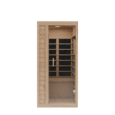 1 Person Indoor Sauna Room: Hemlock Wooden Spa With Bluetooth Speaker, FM, And Touch Control Panel -  SteamSpa, SC-SS0013-GS