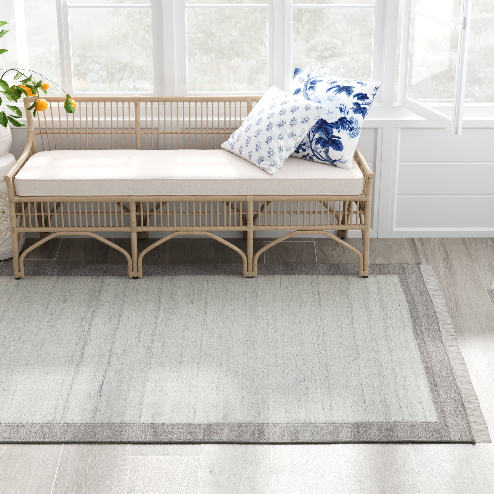 Kaylee Gray Ivory Hand-Tufted Wool Rug, Rectangle 7'9" x 9'9"