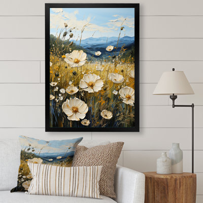Buttercups Flowers Mountain Landscape sur toile
