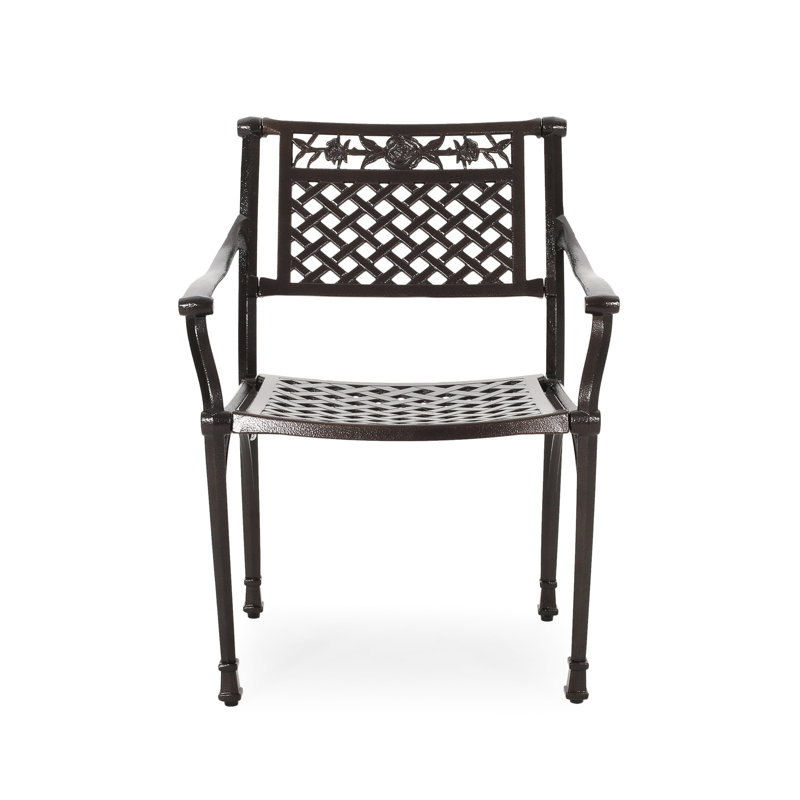 Cast Dining Chair For Patio, Aluminium Material, 17.74 Lb, 31.5'' H, 23.79'' W, 21.81'' D, Bronze Main Color, Floral - Decorated Outdoor , Accented Design