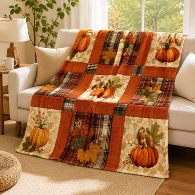 Jeté Cozy Autumn Pumpkin Plaid
