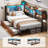 Corner Bed Frame With Storage Bookcase And Led Lights, Daybed With 2 Underneath Storage Drawers And Charging Station For Living Room,bedroom & Guest Room-415074046-415074044