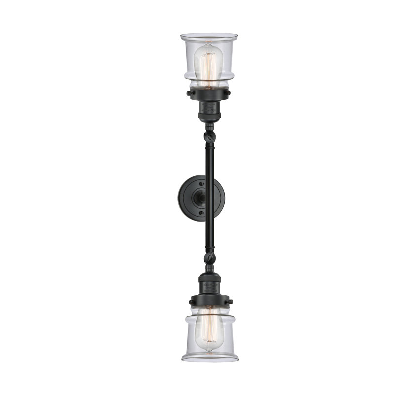 Éclairage pour salle de bain 2 lumières Alexandira, Ampoule DEL 6 watts Vinage, Transparent, Noir mat