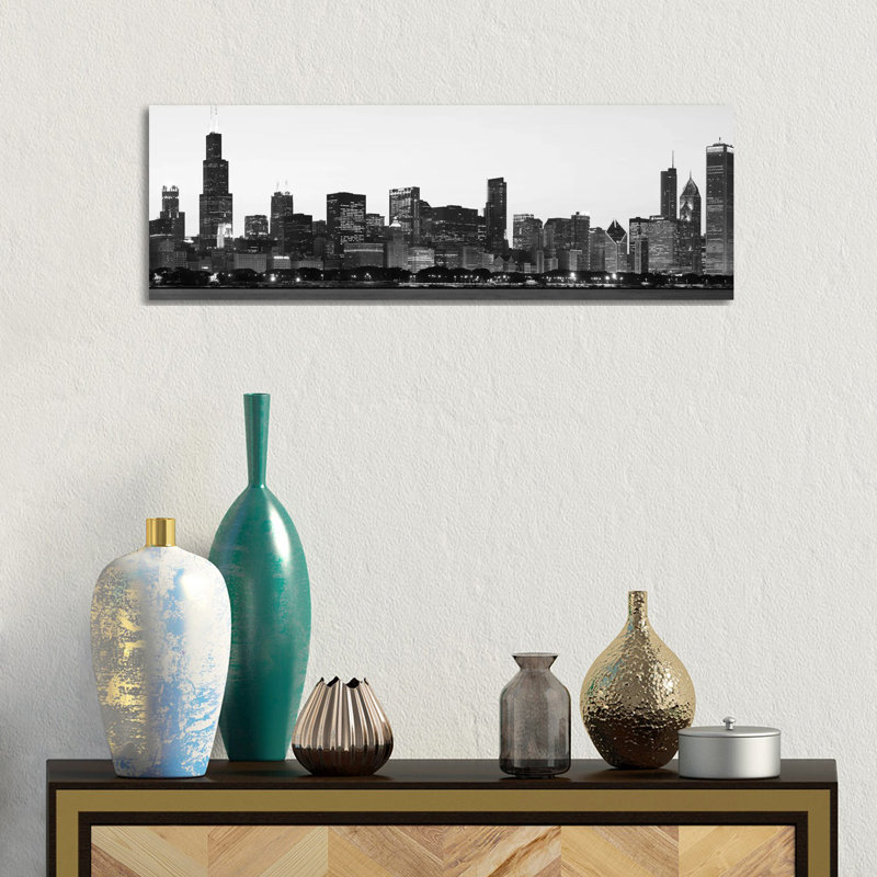 Chicago Skyline Cityscape - Wrapped Canvas Panoramic Print, 30.48 cm H x 91.44 cm W x 1.91 cm D