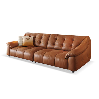 Brown Genuine Leather Modular Sofa cushion Fourseat