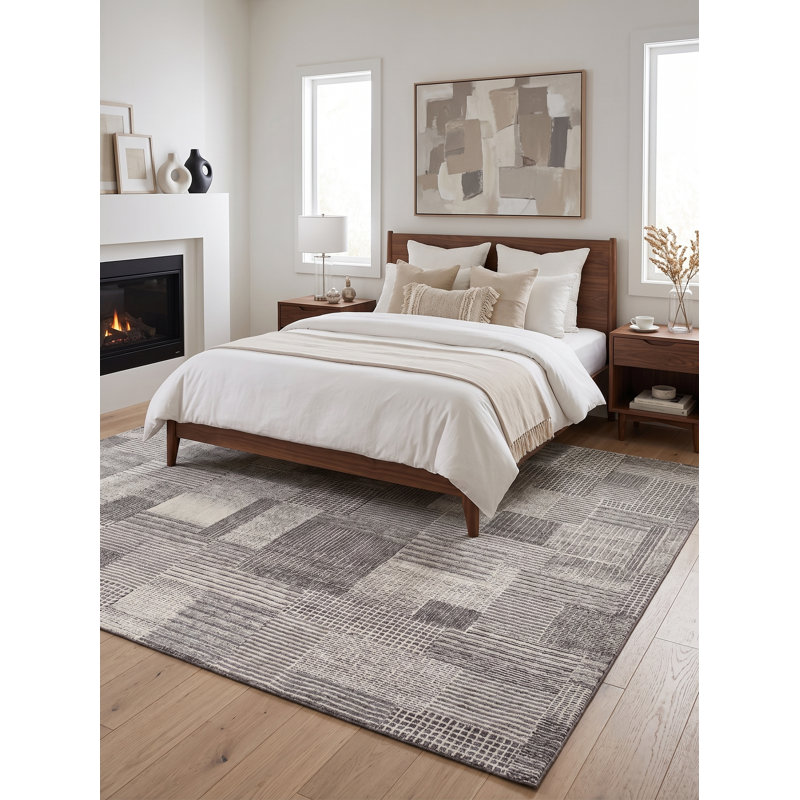 Zahi Hand Tufted Abstract Area Rug in Gray/Black/Ivory, Rectangle 12' x 15'