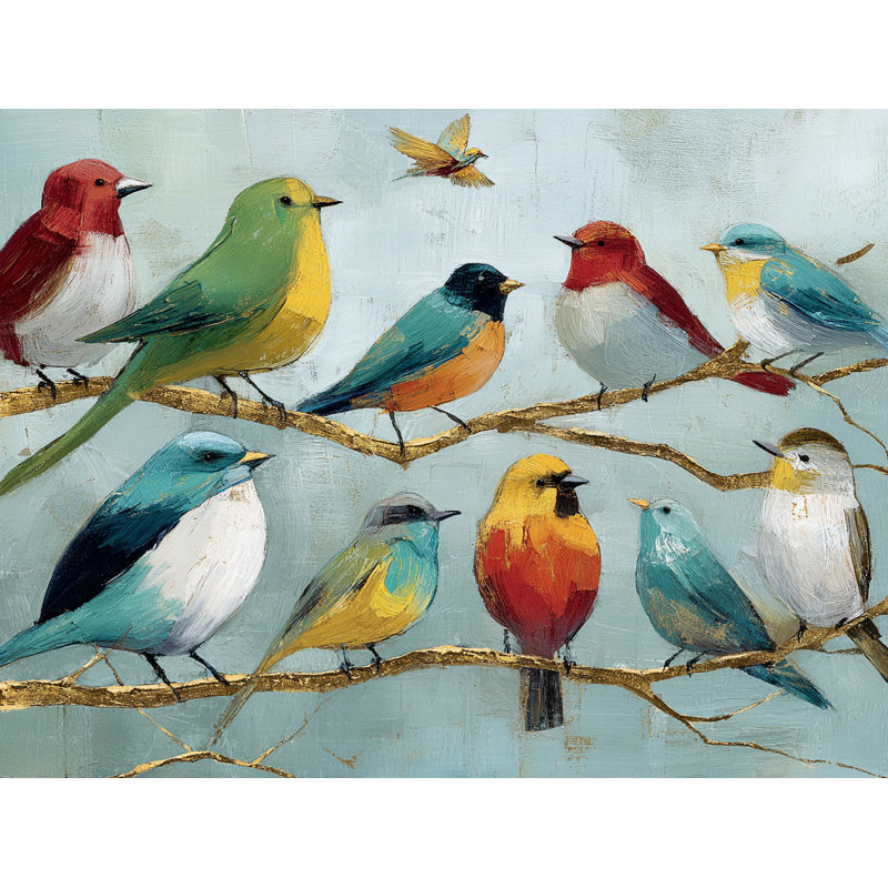 «Branchside Birdsong», ensemble d'art sur toile tendue, H 16 po x l 24 po
