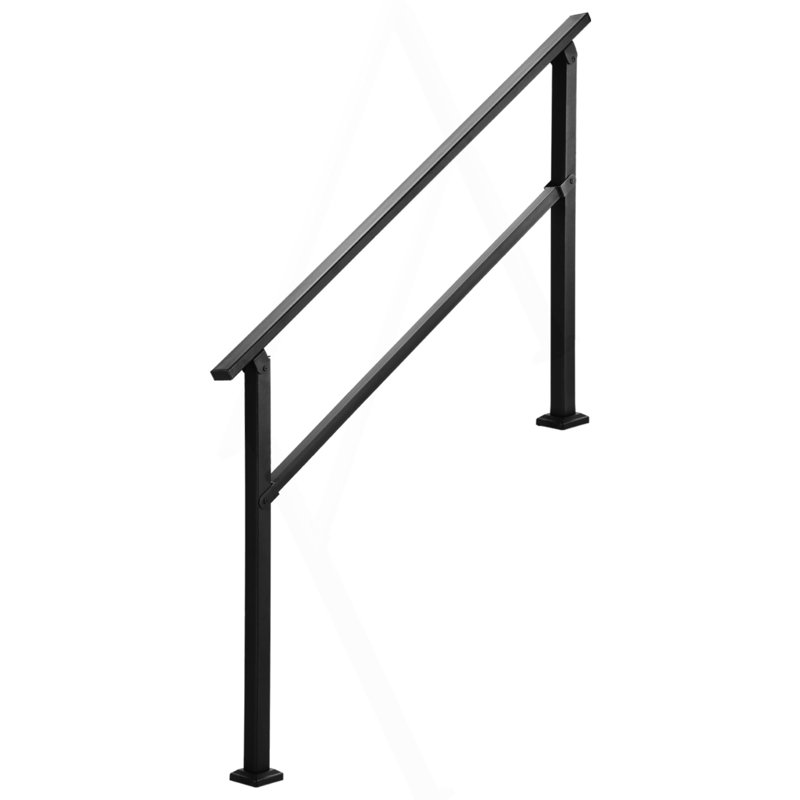 Rampes extérieures pour escalier à 4 ou 5 marches Tube carré noir facile à installer pour les personnes âgées