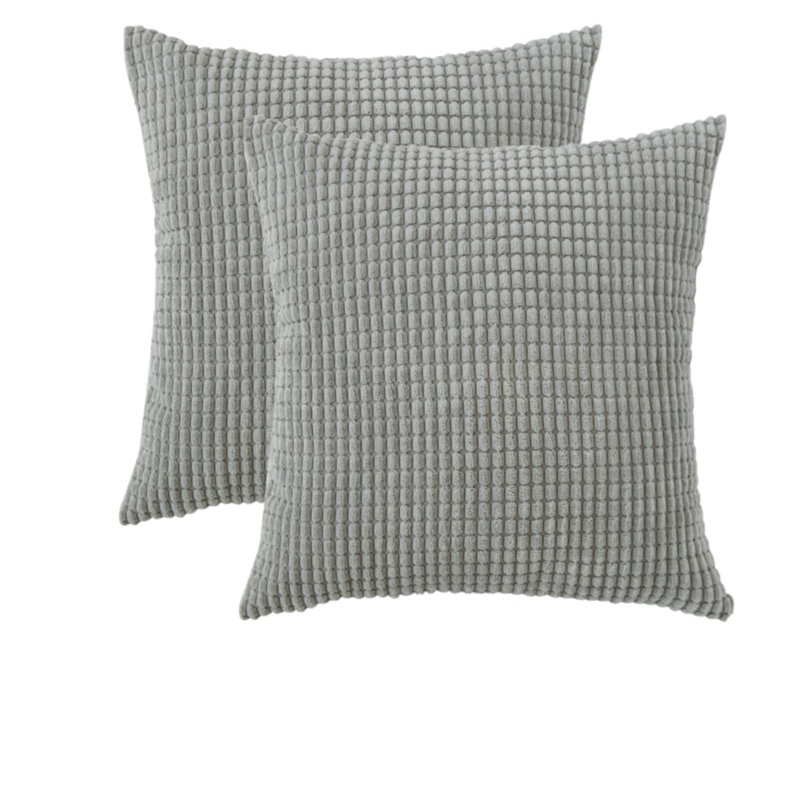 Ensemble de 2 housses de coussin en velours côtelé, 18 po x 18 po, Gris clair