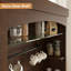 Armoire-bar 72 po avec lumières DEL, portes en verre, tablettes réglables, support à micro-ondes et buffet de rangement garde-manger