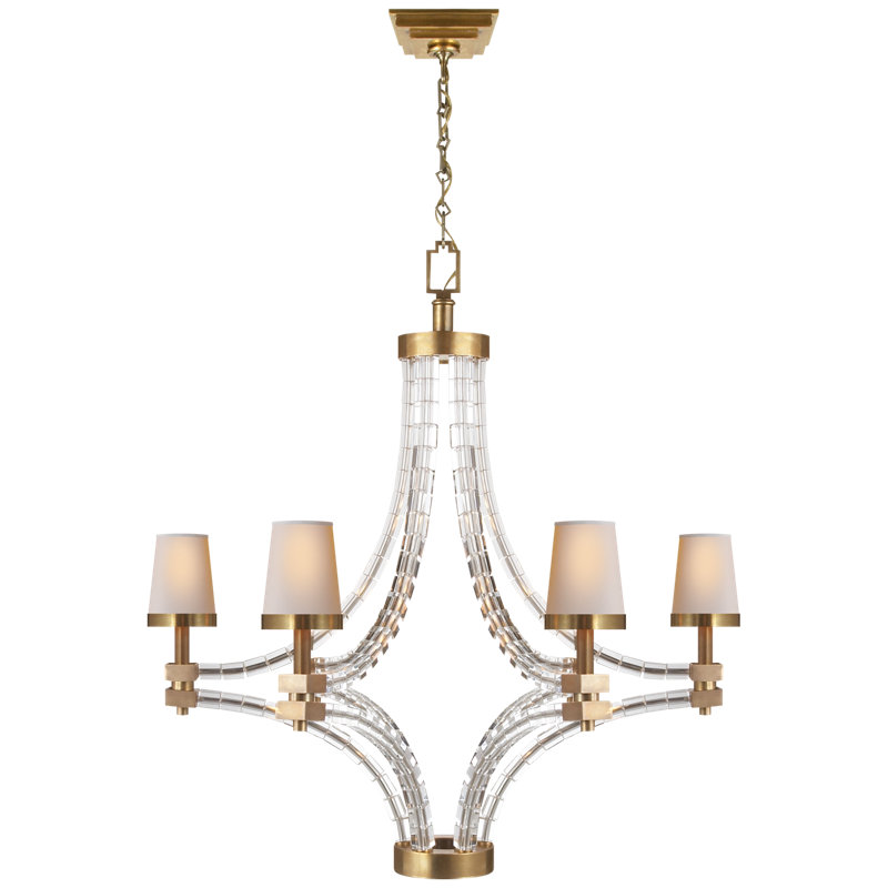 Chapman & Myers Crystal Cube Large Chandelier, Antique-Burnished Brass