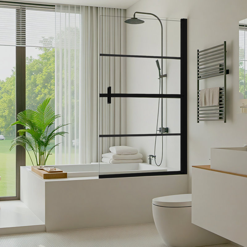 32" W x 55" H Bathtub Screen Framless Shower Door Tempered Glass Shower Panel
