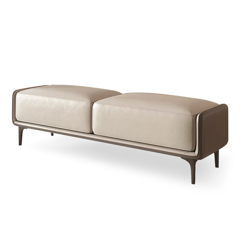 Banc rembourré, Beige / gris foncé