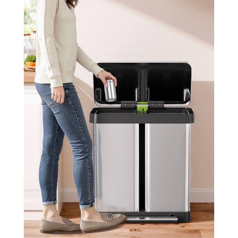 Poubelle à pédale 16 gallons, Argent