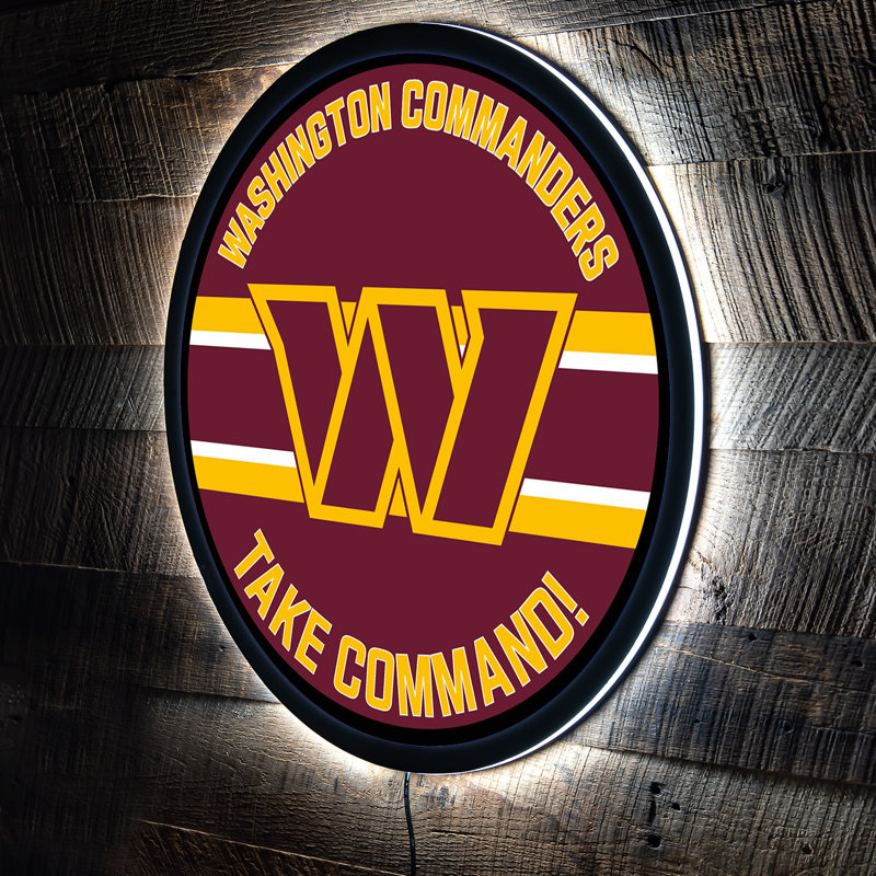 NFL Lighted Round LED Wall Sign Decor, NFL Washington Commanders