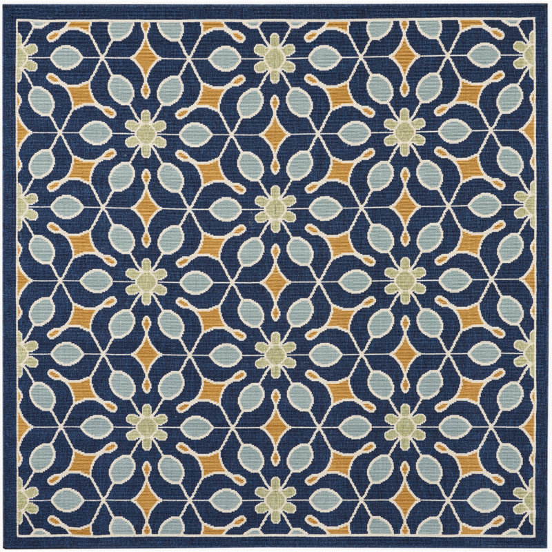 Tapis bleu marine traditionnel Janyce, Carré 5 pi 3 po